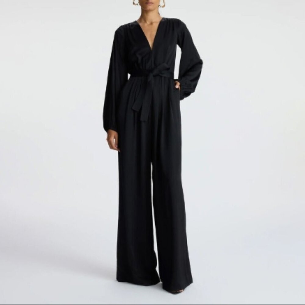 A.L.C. Imogen Belted Long Sleeve Jumpsuit Black S 4 Nwt